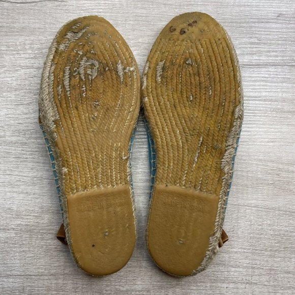 kate spade lara logo espadrille flat turquoise size 7 - Picture 6 of 6